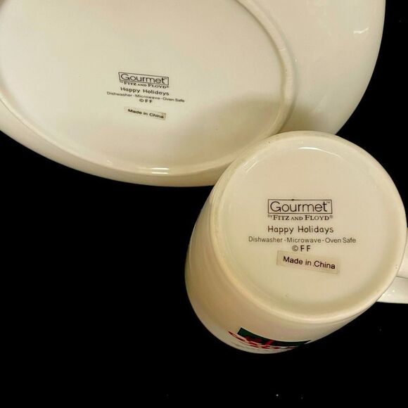 Fitz AND FLOYD “PRESENTS” DESSERT PLATE AND MUG - Picture 3 of 4